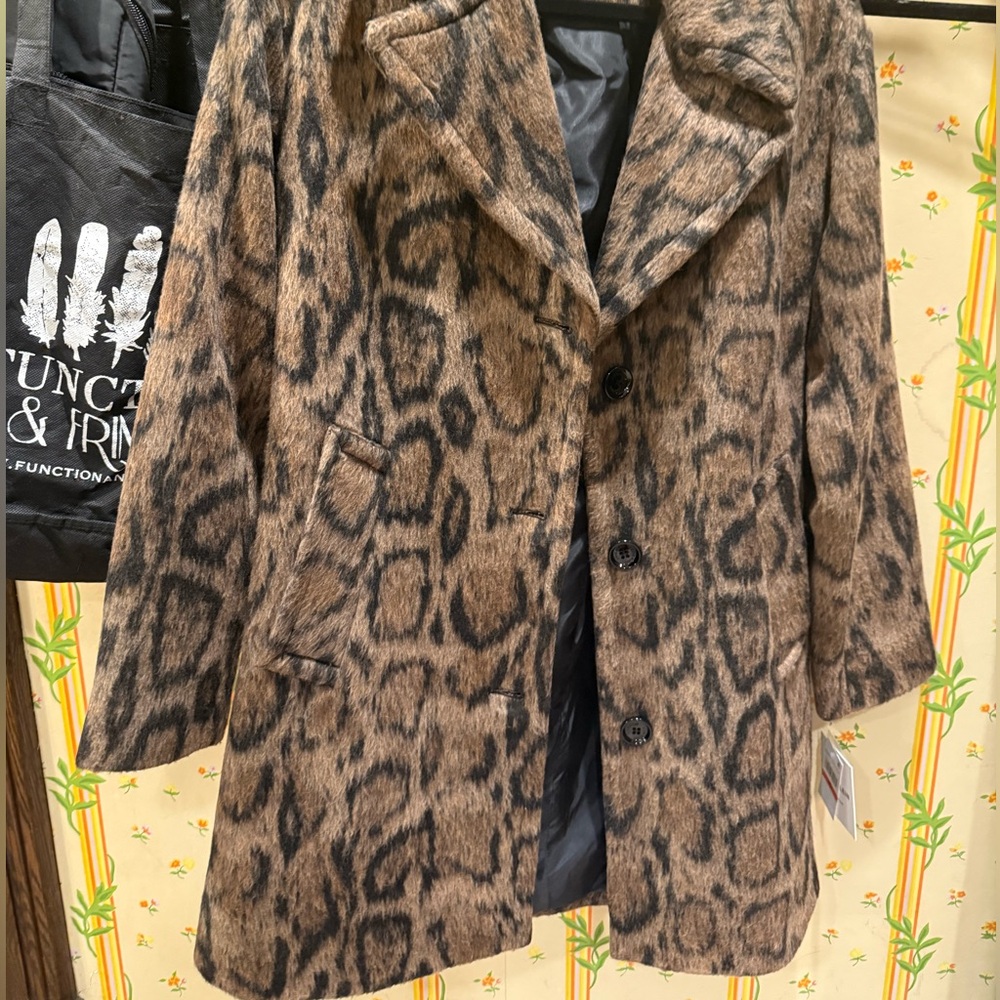 Anne Klein Leopard Print Coat | Tailored Statement - Picture 5 of 5